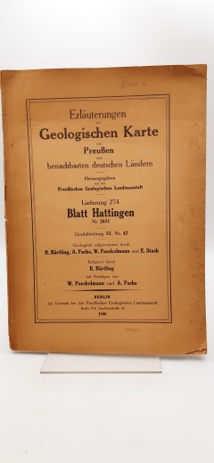 Geologische Landesanstalt (Hrsg.), : Erläuterungen zur Geologischen Karte von Preußen und benachbarten deutschen Ländern. Lieferung 274, Blatt Hattingen Nr. 2651, Gradabteilung 52, Nr. 42.