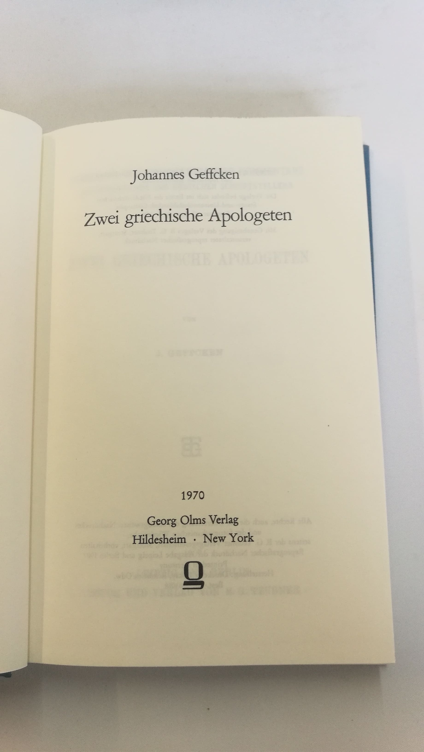 Geffcken, Johannes: Zwei griechische Apologeten 