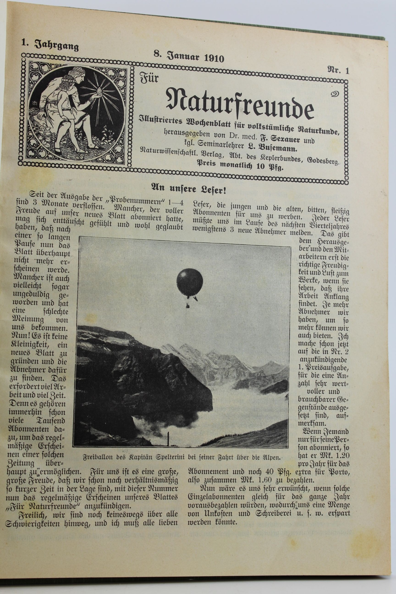 Sexauer / Busemann (Hrsg.), F. / L.: Für Naturfreunde. Illustriertes Wochenblatt für volkstümliche Naturkunde. Erster Jahrgang 1910