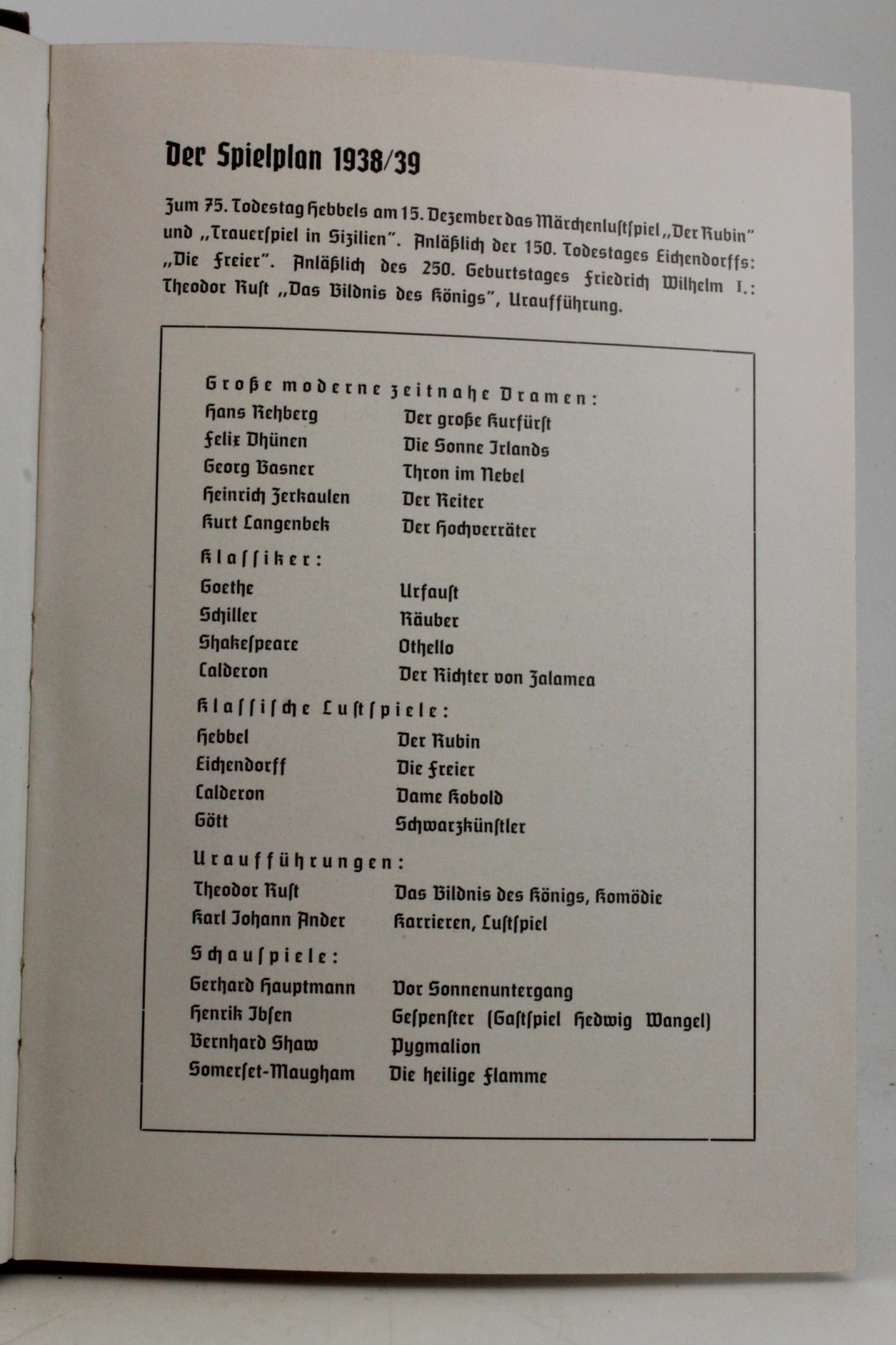 Dahmen (Hrsg.), Dr. Jost: Blätter des Nordmark-Landestheaters Spielzeit 1938/39