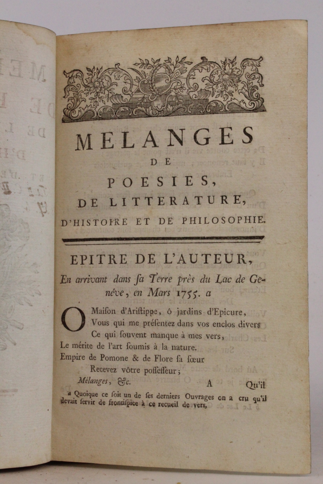 Voltaire: Collection Complette des Oeuvres. Premiere Edition Tome Second: Melanges de Poesies, de Litterature, d Histoire et de Philosophie