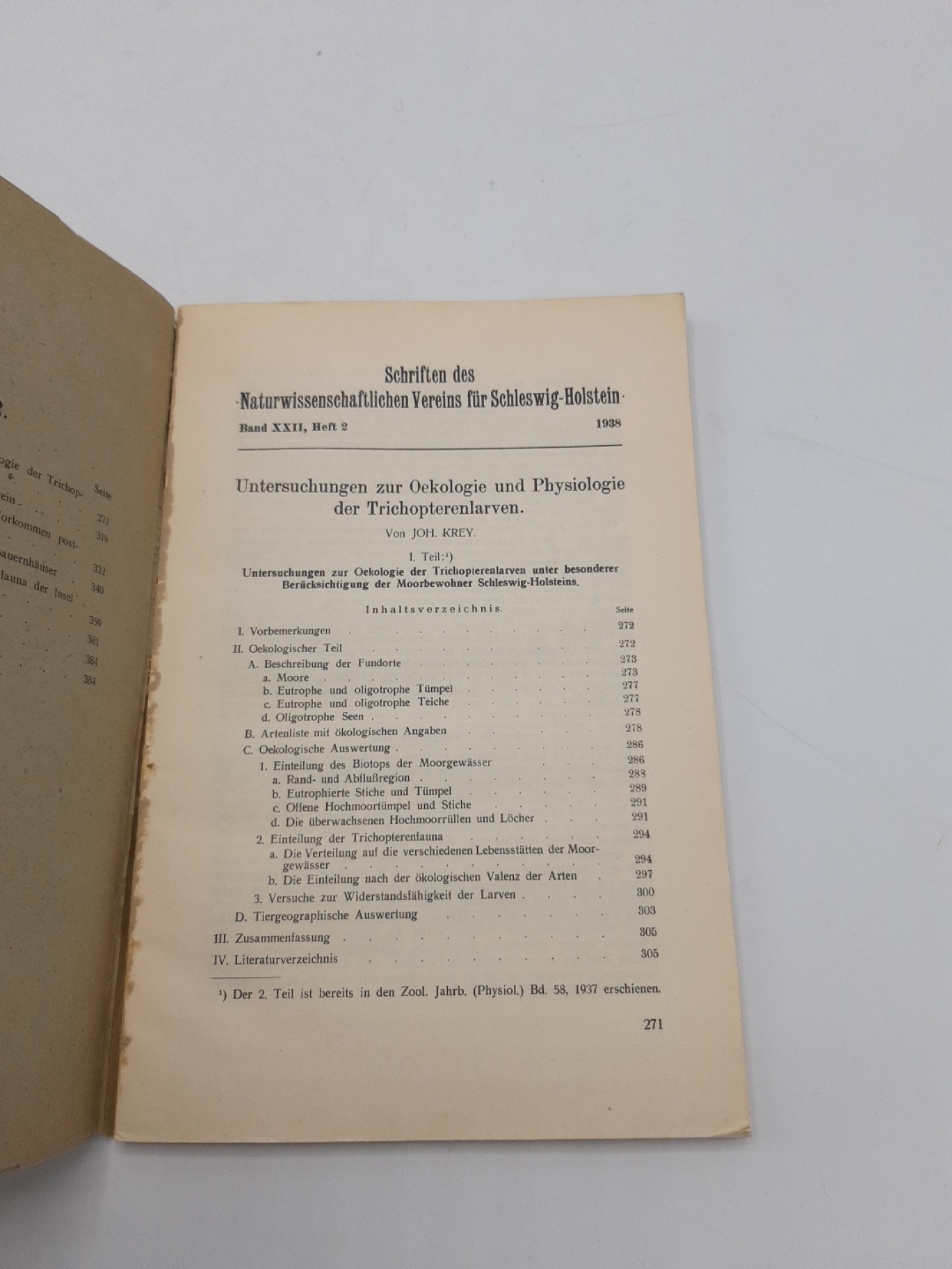 Krey, John.: Schriften des naturwissenschaftlichen Vereins für Schleswig Holstein Heft 2 1938