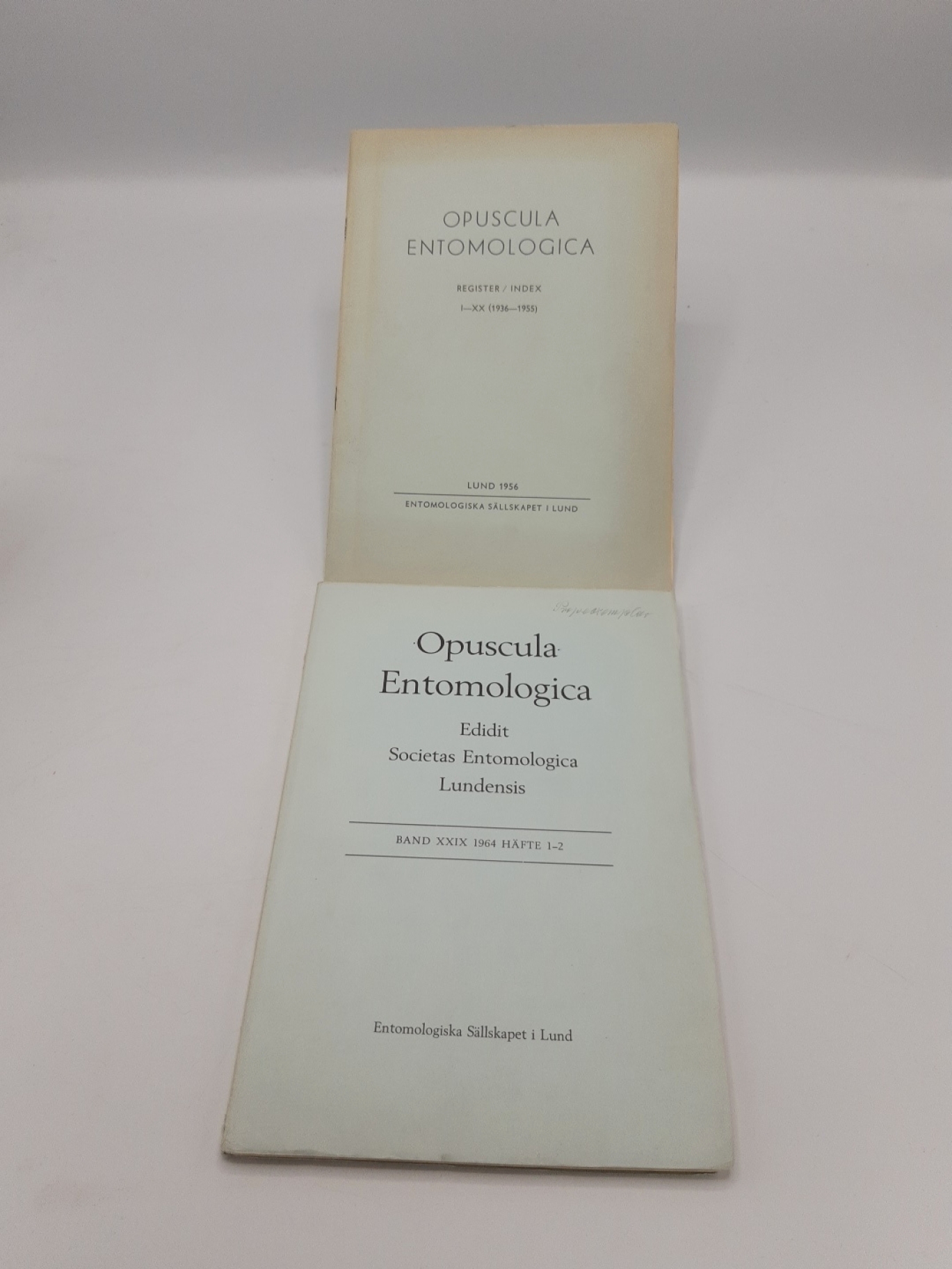 o. Angabe, : Opuscula Entomologica 29 (Häfte 1-2) + Index/Register I-XX (1936-1955) Edidit Societas Entomologica Lundensis