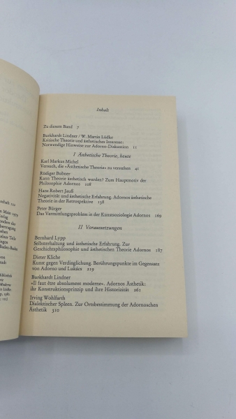 Lindner, Burkhardt (Herausgeber): Materialien zur ästhetischen Theorie Theodor W. Adornos Konstruktion der Moderne