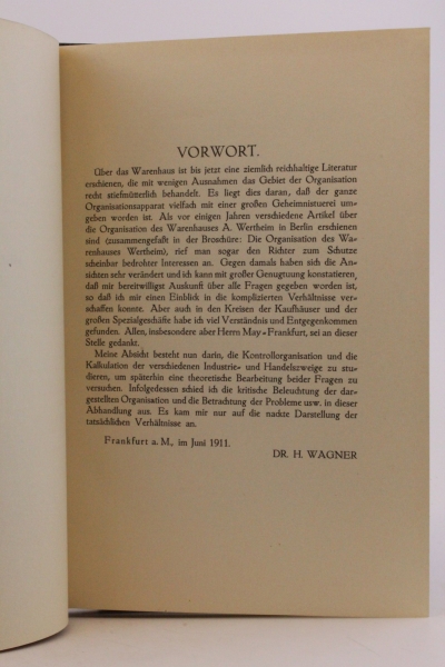Wagner, H.: Über die Organisation der Warenhäuser, Kaufhäuser und der großen Spezialgeschichte