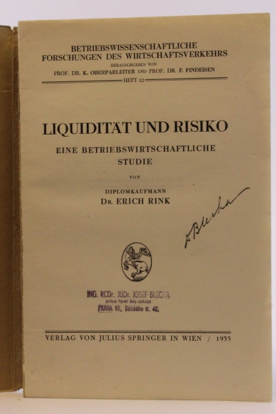 Rink, Erich: Liquidität und Risiko Eine Betriebswirtschaftliche Studie