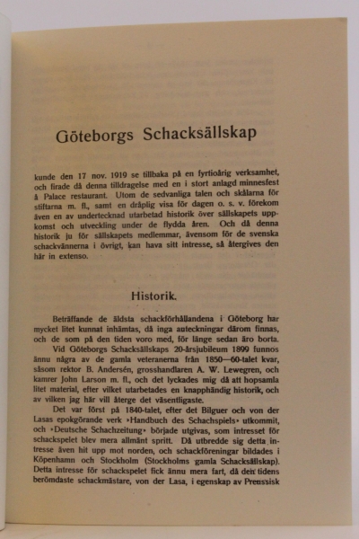 Hildebrand, A.: Göteborgs Schacksällskaps Jubileumsturneringar 1920