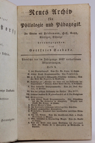 Seebode (Hrsg.), Gottfried: Neues Archiv für Philologie und Pädagogik Zweiter (2.) Jahrgang