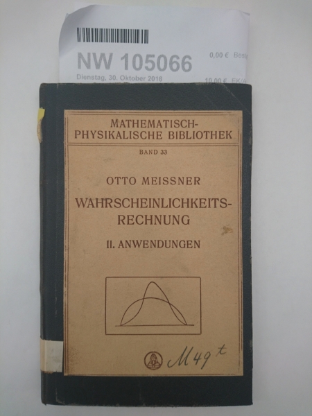 Meissner, Otto: Wahrscheinlichkeitsrechnung II. Anwendungen