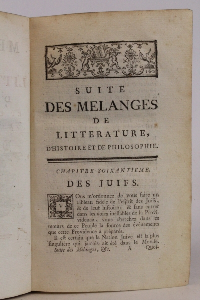 Voltaire: Collection Complette des Oeuvres. Premiere Edition Tome Quatrieme: Suite des Melanges de Litterature, d Histoire et de Philosophie