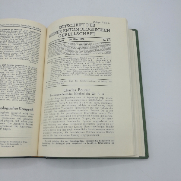 Wiener Entomologischen Gesellschaft (Hrsg.), : Zeitschrift d. Wiener Entomologischen Gesellschaft, 33. - 35. Jahrgang, 59. -61. Band 1948-50. Drei vollständige Jahrgänge gebunden! 