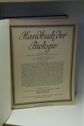 Bertalanffy, Prof. Dr. Ludwig von (Begr.): Handbuch der Biologie Lieferung 239-241: Band VI/3, Heft 64-66: Th. Haltenorth, Klasse Mammalia, Säugetiere (Textteil Seite 868-1278 / Bildteil Seite 341-372)