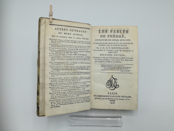 Boinvilliers, J. E. J. F.: Les Fables de Phèdre, affranchi de César Auguste