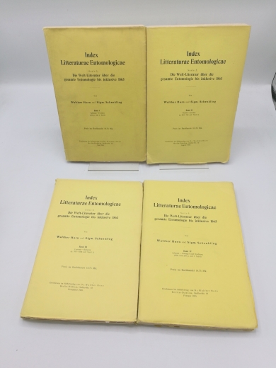 Horn, Walther: Index Litteraturae Entomologicae. 4 Bände (=vollständig) Serie I. Die Weltliteratur über die gesamte Entomologie bis inklusive 1863
